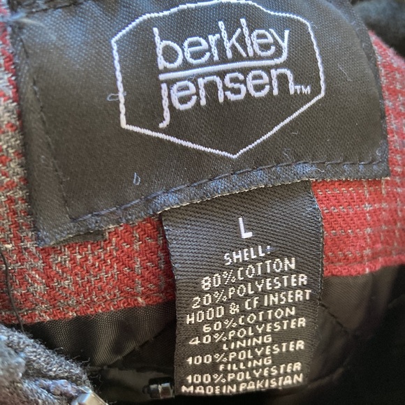 berkley jensen fleece hooded flannel shirt
